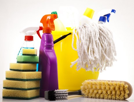 Upholstery cleaning equipment used on a fabric sofa